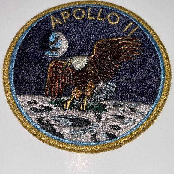 Vtg/Original Apollo 11 XI BIG Crew Patch Texas Art Embroider NASA+ parking pass - Picture 2 of 7